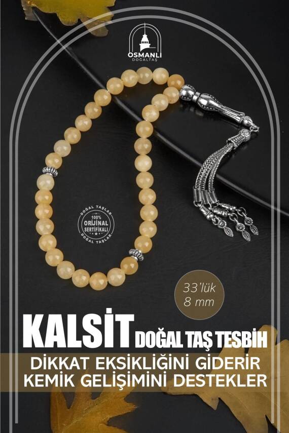 Kalsit Doğal Taş Tesbih 33lük - 8mm - 1