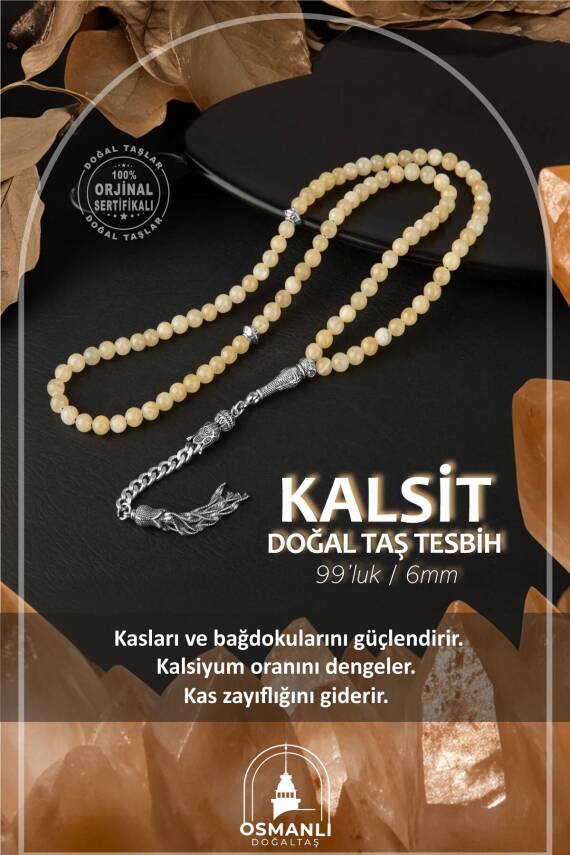 Kalsit Doğal Taş Tesbih 99luk - 6mm - 1