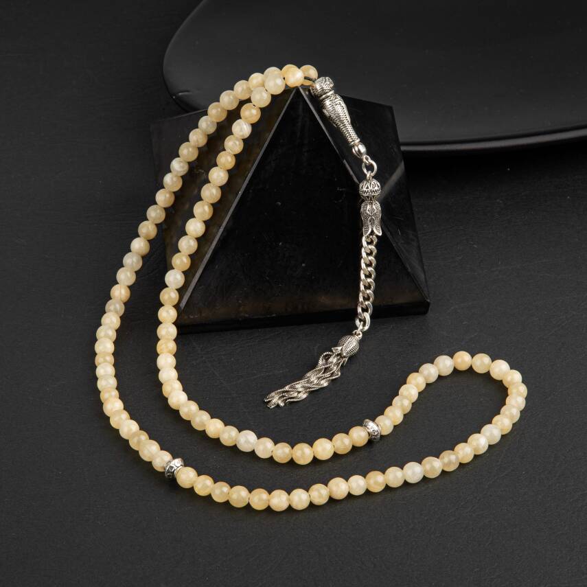 Kalsit Doğal Taş Tesbih 99luk - 6mm - 3