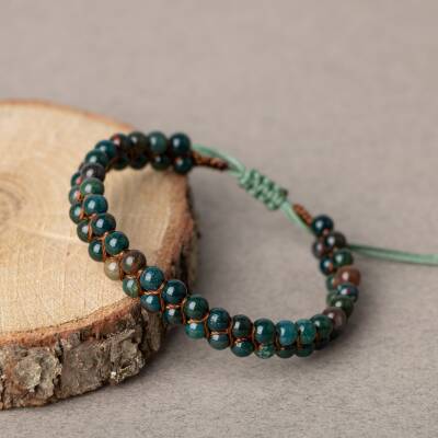 Kan Taşı 4mm Çift Sıra Doğal Taş Bileklik - 2