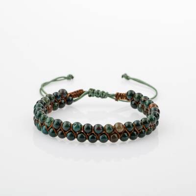 Kan Taşı 4mm Çift Sıra Doğal Taş Bileklik - 4