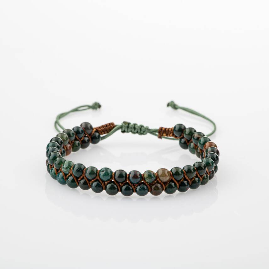 Kan Taşı 4mm Çift Sıra Doğal Taş Bileklik - 4