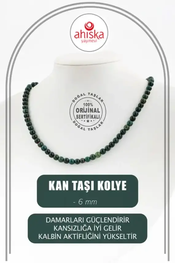 Kan Taşı 6 mm Dizi Doğal Taş Kolye - 1