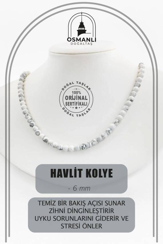 Kan Taşı 6 mm Dizi Doğal Taş Kolye - 1