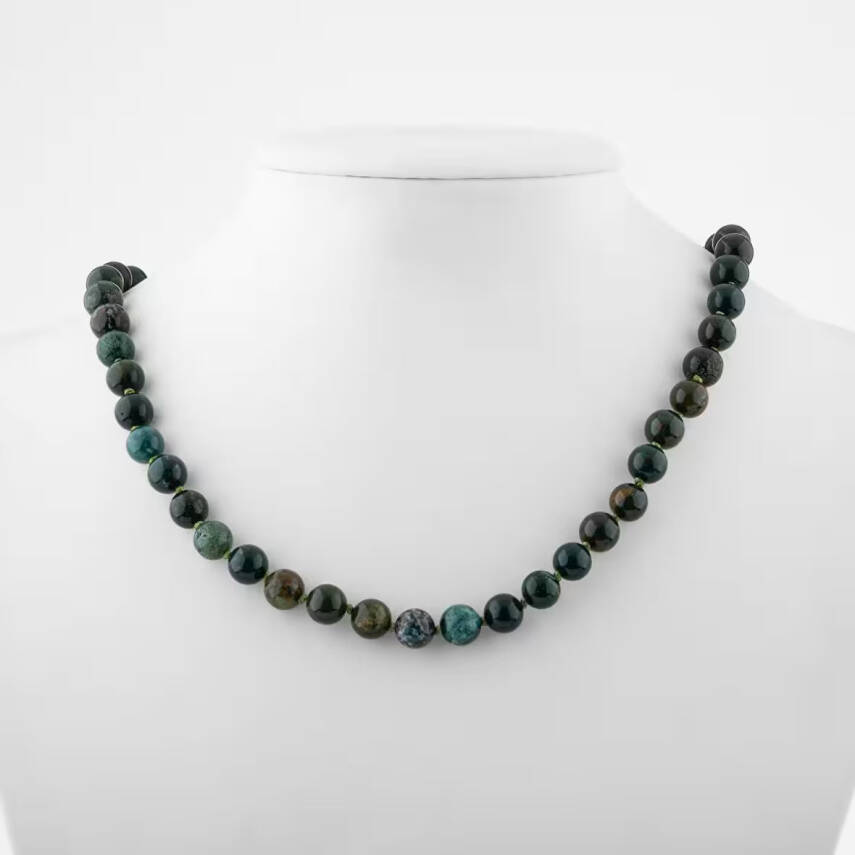 Kan Taşı 8 mm Düğümlü Doğal Taş Kolye - 1