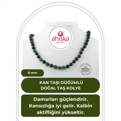Kan Taşı 8 mm Düğümlü Doğal Taş Kolye - Doğal Taş (1)