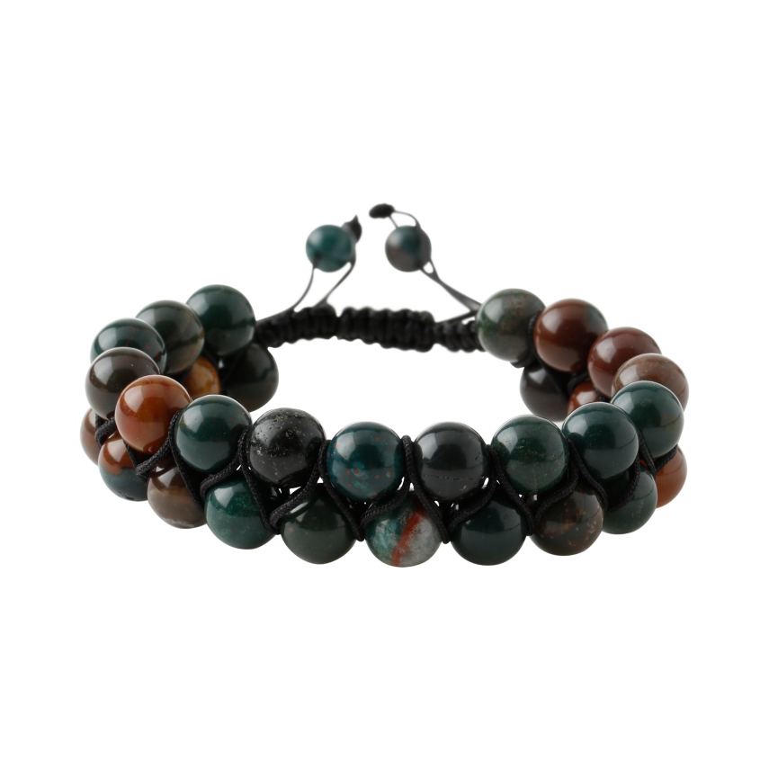 Kan Taşı 8mm Çift Sıra Makrome Doğal Taş Bileklik - 3