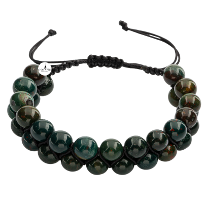 Kan Taşı 8mm Çift Sıra Makrome Doğal Taş Bileklik - 4