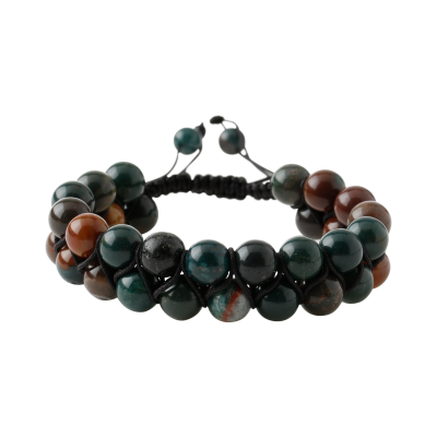 Kan Taşı 8mm Çift Sıra Makrome Doğal Taş Bileklik - 5