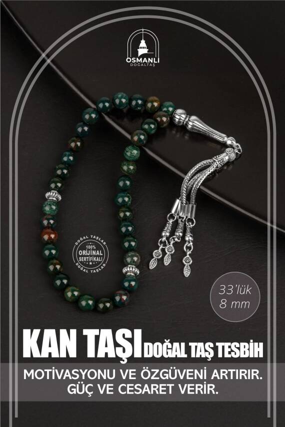 Kan Taşı Doğal Taş Tesbih 33lük - 8mm - 1