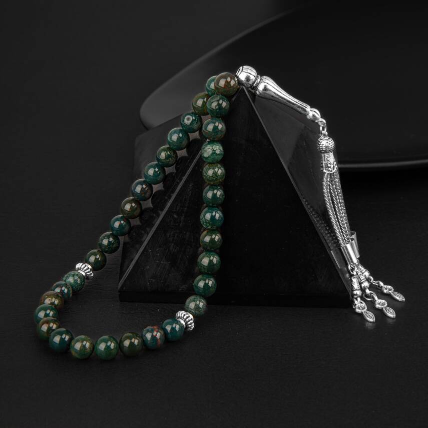 Kan Taşı Doğal Taş Tesbih 33lük - 8mm - 1