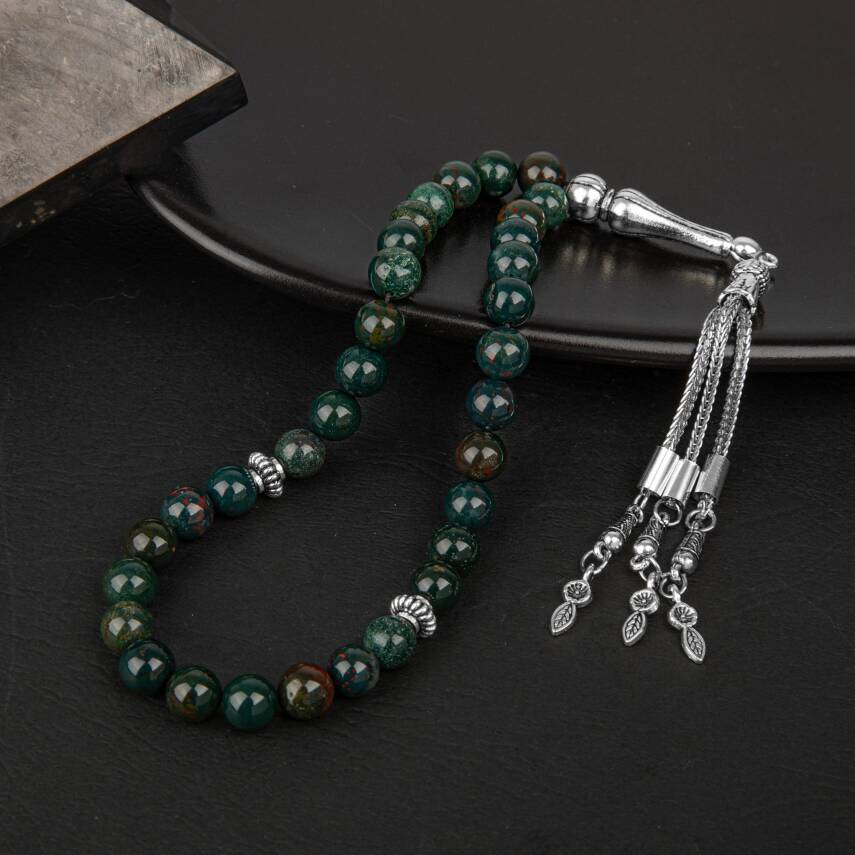 Kan Taşı Doğal Taş Tesbih 33lük - 8mm - 2