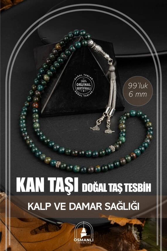 Kan Taşı Doğal Taş Tesbih 99luk - 6mm - 1