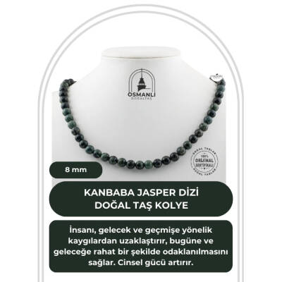 Kanbaba Jasper 8 mm Dizi Doğal Taş Kolye - Osmanlı Doğaltaş