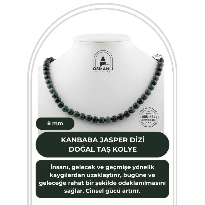 Kanbaba Jasper 8 mm Dizi Doğal Taş Kolye - 1