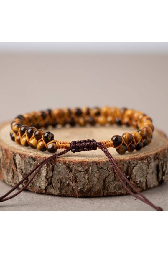 Kaplan Gözü 4mm Çift Sıra Doğal Taş Bileklik - 1