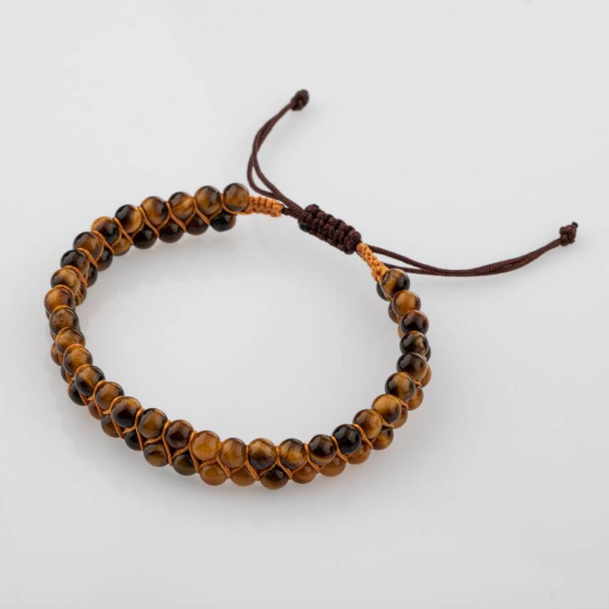 Kaplan Gözü 4mm Çift Sıra Doğal Taş Bileklik - 4