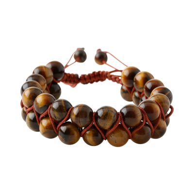 Kaplan Gözü 8mm Çift Sıra Makrome Doğal Taş Bileklik - 5