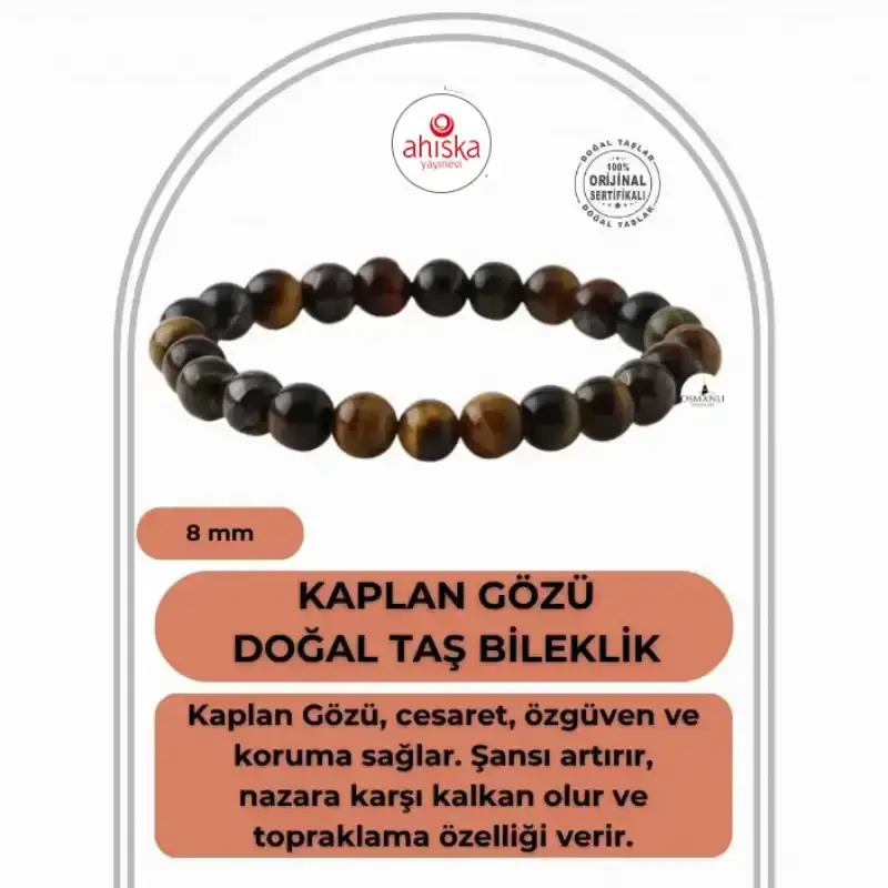 Kaplan Gözü 8mm Doğal Taş Bileklik - 1