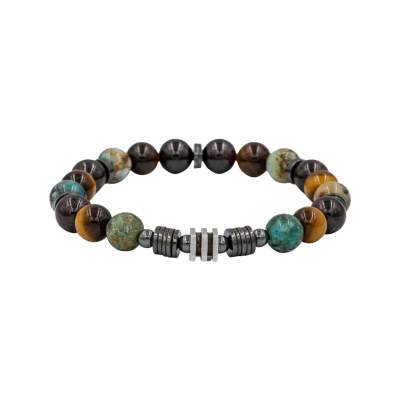 Kaplan Gözü-Bordo Granat Lal-Krizokol Doğal Taş Erkek Bileklik - Osmanlı Doğaltaş