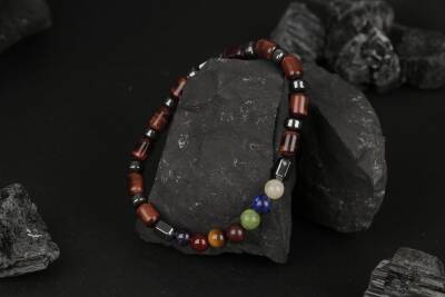 Kaplan Gözü-Çakra Bileklik Ametist, Lal, Kaplan Gözü, Akik, Lapis, Yeşim, Kalsit - 3