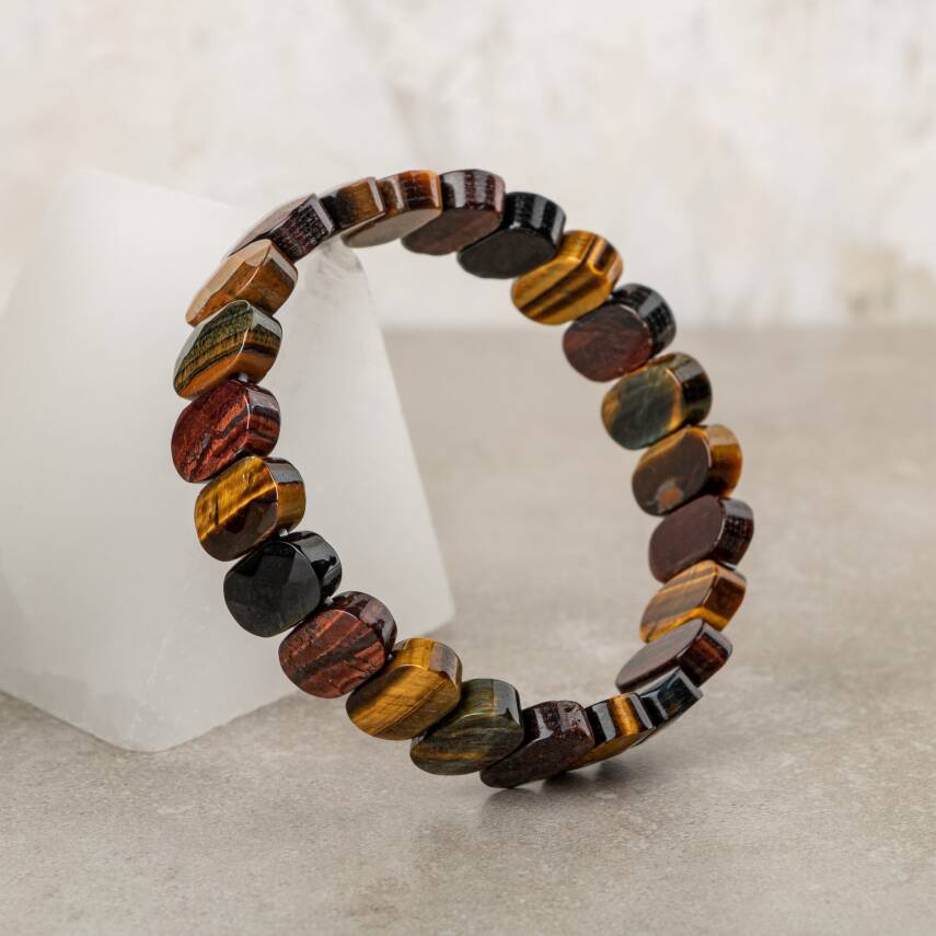 Kaplan Gözü Doğal Taş Geniş Kesim Bileklik - 1