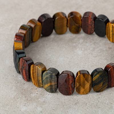 Kaplan Gözü Doğal Taş Geniş Kesim Bileklik - 2