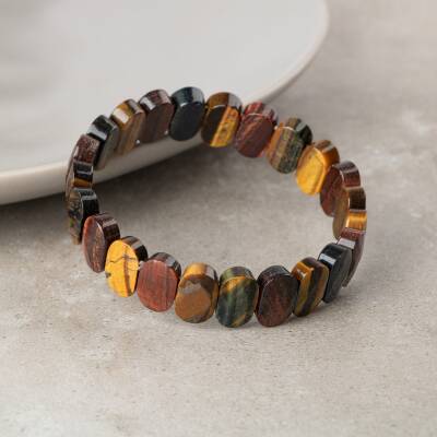 Kaplan Gözü Doğal Taş Geniş Kesim Bileklik - 3