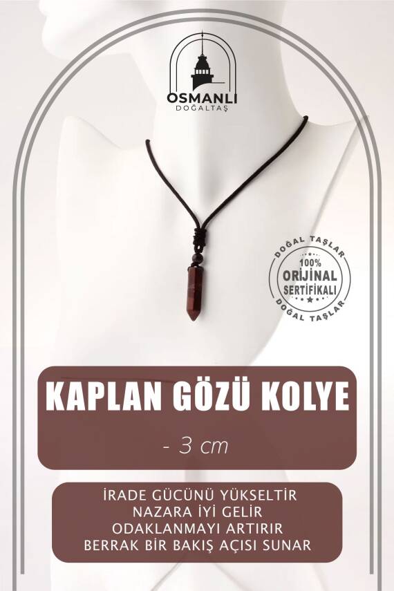 Kaplan Gözü Doğal Taş Kolye Ucu 3cm - 1
