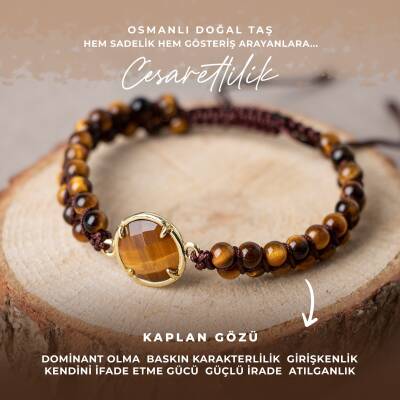 Kaplan Gözü Doğal Taş Makrome Bileklik - Osmanlı Doğaltaş