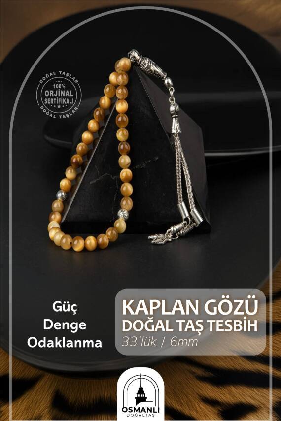 Kaplan Gözü Doğal Taş Tesbih 33lük - 6mm - 1