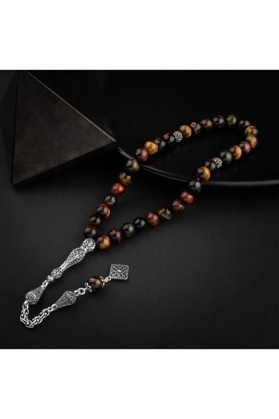 Kaplan Gözü Doğal Taş Tesbih 33lük - 8mm - 1