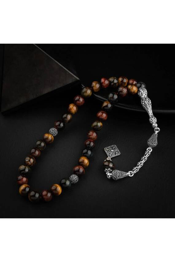 Kaplan Gözü Doğal Taş Tesbih 33lük - 8mm - 4