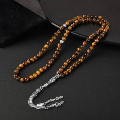 Kaplan Gözü Doğal Taş Tesbih 99luk - 6mm - Osmanlı Doğaltaş