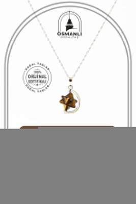 Kaplan Gözü Doğal Taş Yıldızlı Kolye, Gümüş Zincir - Osmanlı Doğaltaş
