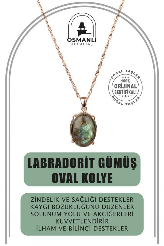 Kaplan Gözü Hayat Ağacı Doğal Taş Gümüş Zincir Kolye - 1