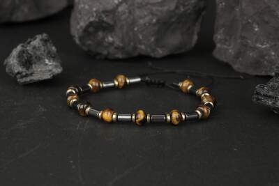 Kaplan Gözü Hematit Doğal Taş Bileklik - 4