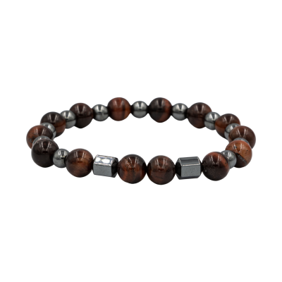 Kaplan Gözü-Hematit Doğal Taş Erkek Bileklik - Osmanlı Doğaltaş