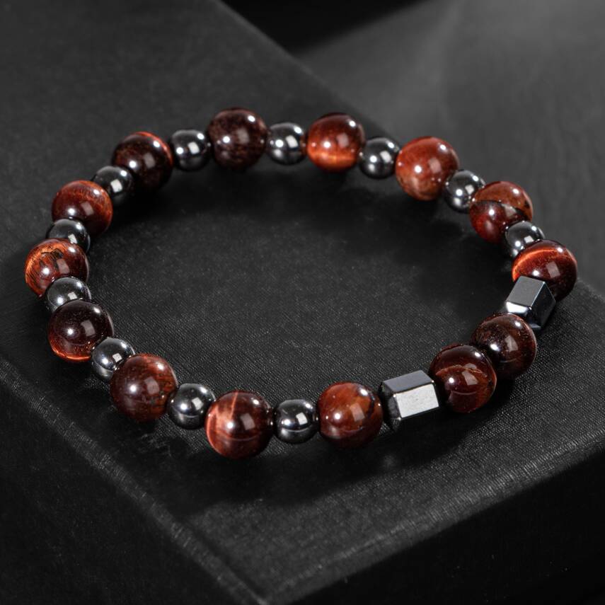 Kaplan Gözü-Hematit Doğal Taş Erkek Bileklik - 3