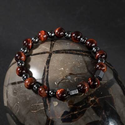 Kaplan Gözü-Hematit Doğal Taş Erkek Bileklik - 5