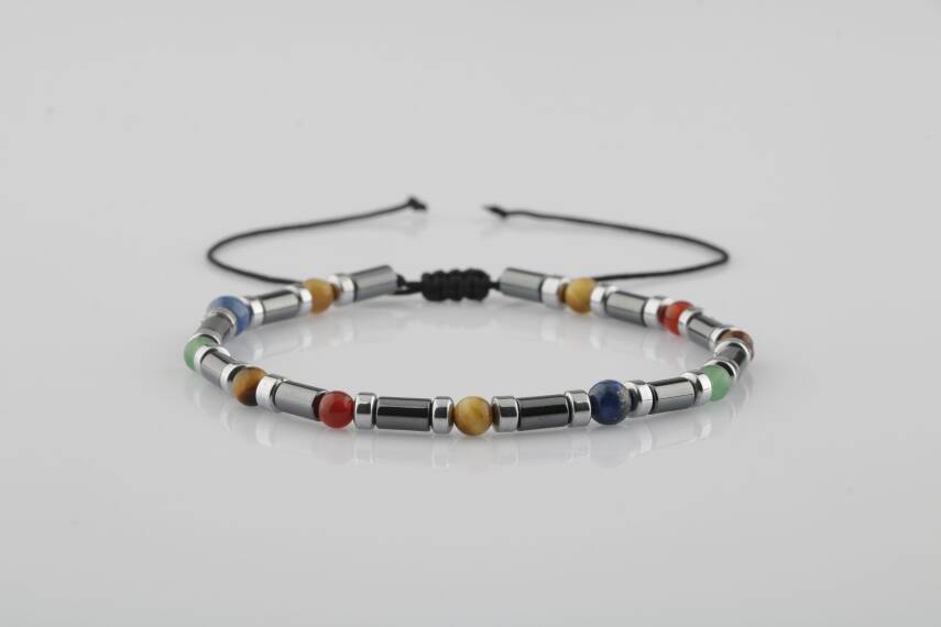 Kaplan Gözü-Hematit-Kırmızı Akik-Aventurin-Lapis Lazuli Doğal Taş Bileklik - 1