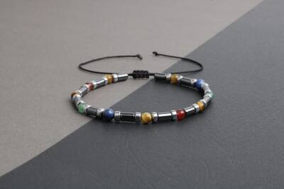 Kaplan Gözü-Hematit-Kırmızı Akik-Aventurin-Lapis Lazuli Doğal Taş Bileklik - 2