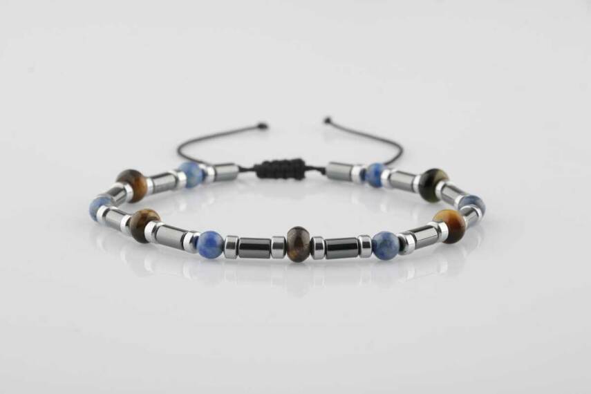 Kaplan Gözü-Hematit-Lapis Lazuli Doğal Taş Bileklik - 2