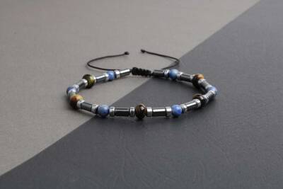 Kaplan Gözü-Hematit-Lapis Lazuli Doğal Taş Bileklik - 3