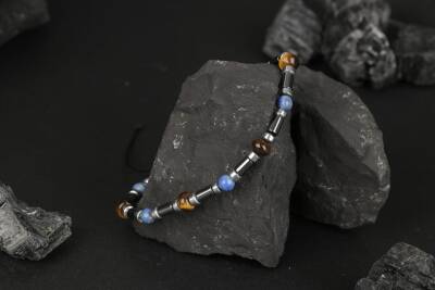 Kaplan Gözü-Hematit-Lapis Lazuli Doğal Taş Bileklik - 3