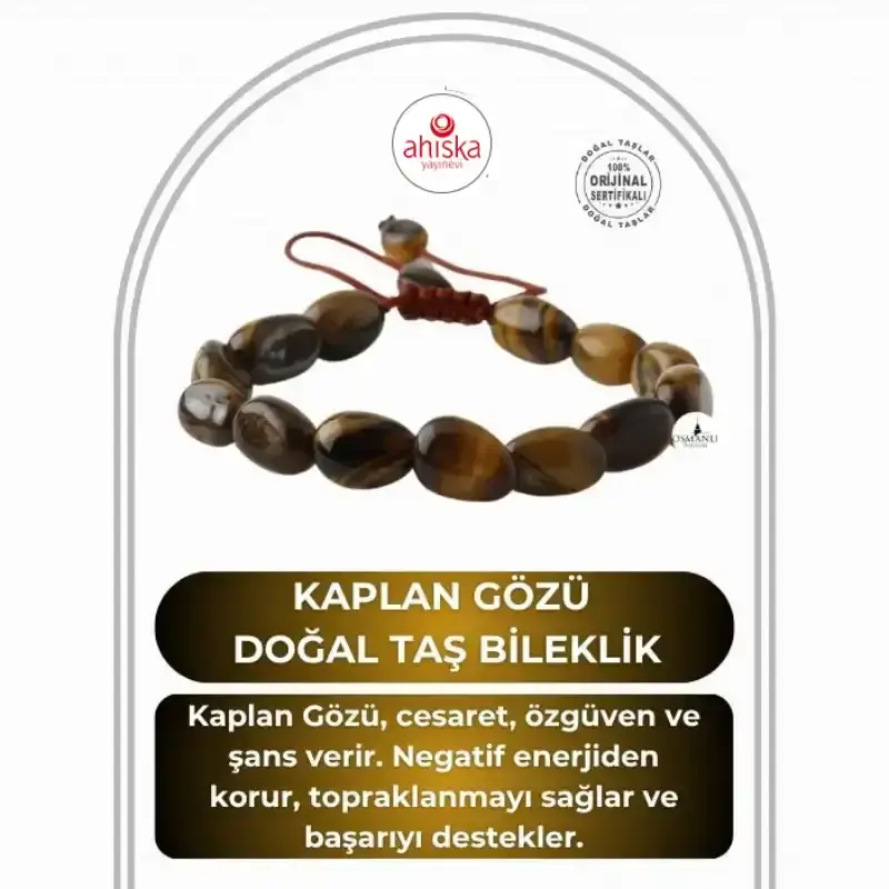 Kaplan Gözü Natürel Kesim Doğal Taş Bileklik - 1