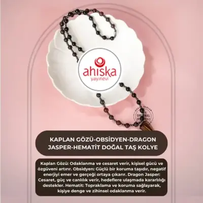 Kaplan Gözü-Obsidyen-Dragon Jasper-Hematit Doğal Taş Kolye - Doğal Taş (1)