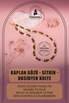 Kaplan Gözü-Sitrin-Obsidyen Doğal Taş Kolye - 2