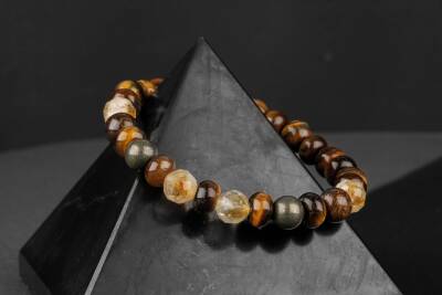 Kaplan Gözü-Sitrin-Pirit Doğal Taş Bileklik - 5