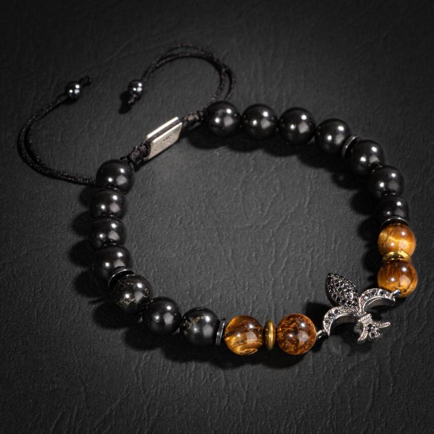 Kaplan Gözü-Turmalin Doğal Taş Zirkon Gümüş Erkek Bileklik - 3